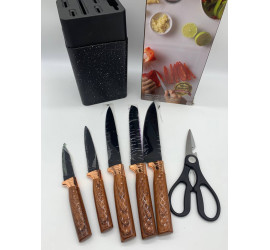 Набор кухонных ножей Knife Set 7 pcs на подставке из нержавеющей стали (20)