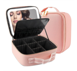 Портативная косметичка с зеркальцем и подсветкой Make Up PINK (12)