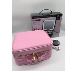 Портативная косметичка с зеркальцем и подсветкой Make Up PINK (12)