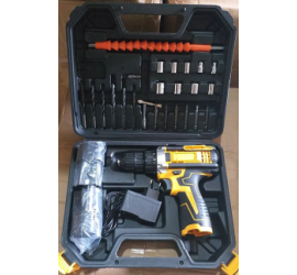 Шуруповерт аккумуляторный с насадками screw driver sets yellow 12v (10)