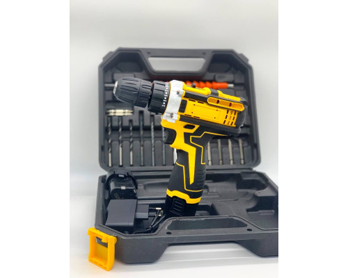 Шуруповерт аккумуляторный с насадками screw driver sets yellow 12v (10)