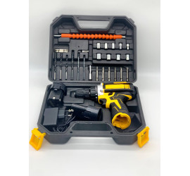 Шуруповерт аккумуляторный с насадками screw driver sets yellow 12v (10)