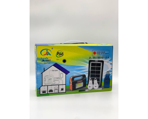 Солнечная зарядная станция + LED фонарь Junai JA-2007 с лампочками + Power Bank (20)