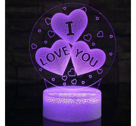3D Ночник сердца I love you (90)