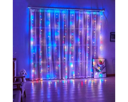 Гирлянда-штора светодиодная 200 LED 3х2 м USB МУЛЬТИК (50)