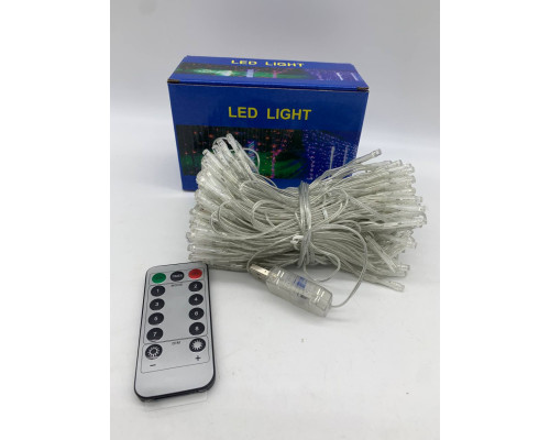 Гирлянда-штора светодиодная 160 LED 2х2 м USB с пультом ТЕПЛЫЙ (100)