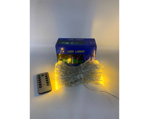 Гирлянда-штора светодиодная 160 LED 2х2 м USB с пультом ТЕПЛЫЙ (100)