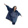 Толстовка плед с капюшоном СИНИЙ Huggle Hoodie Ultra Plush Blanket (90)