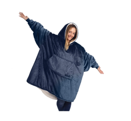 Толстовка плед с капюшоном СИНИЙ Huggle Hoodie Ultra Plush Blanket (90)
