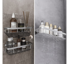 Металлическая полка для ванной самоклеящеюся Bathroom shelf до 10 кг GREY (50)