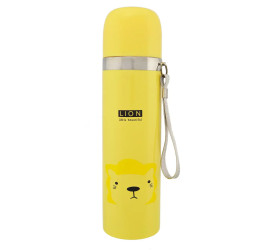 Термос металлический с чашкой Life is Beautiful Lion YELLOW (1)