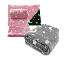 Светящийся теплый и нежный плед Magic Blanket 100х150 MIX GREY/PINK (200)