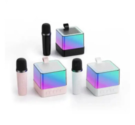 Портативная Bluetooth колонка K18 с двумя микрофонами RGB PINK (40)