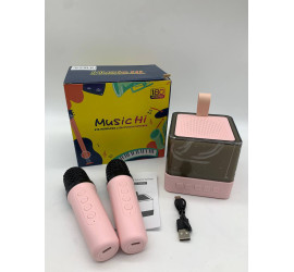 Портативная Bluetooth колонка K18 с двумя микрофонами RGB PINK (40)