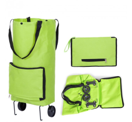 Портативная складная тележка для покупок сумка-тележка с колесами Trolley bag Зеленый (50)