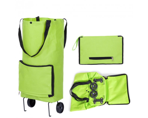 Портативная складная тележка для покупок сумка-тележка с колесами Trolley bag Зеленый (50)