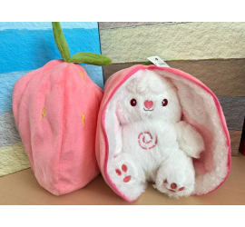 Мягкая игрушка дышащий Зайка в клубнике (100)