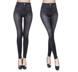 Леджинсы Slim 'N Lift Caresse Jeans Джинсовые лосины Size XXL-XXXL BLACK (200)