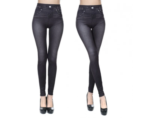 Леджинсы Slim 'N Lift Caresse Jeans Джинсовые лосины Size XXL-XXXL BLACK (200)