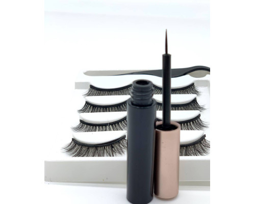 Набор накладные магнитные ресницы+подводка+пинцет Magnetic eyelashes 5 магнитов (400)