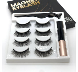 Набор накладные магнитные ресницы+подводка+пинцет Magnetic eyelashes 5 магнитов (400)