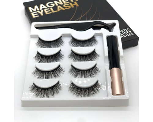 Набор накладные магнитные ресницы+подводка+пинцет Magnetic eyelashes 5 магнитов (400)