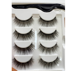 Набор накладные магнитные ресницы+подводка+пинцет Magnetic eyelashes 5 магнитов (400)