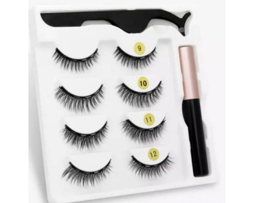 Набор накладные магнитные ресницы+подводка+пинцет Magnetic eyelashes 5 магнитов (400)