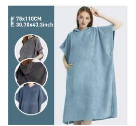 Полотенце-пончо с капюшоном 2в1 77х103см BLUE (100)