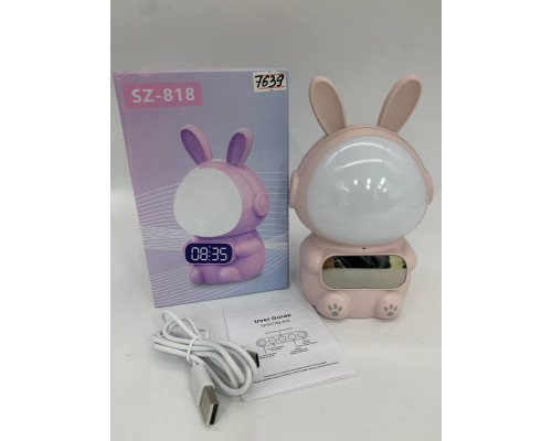 Детские часы с будильником Кролик Rabbit clock with LIGHT PINK (60)