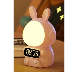Детские часы с будильником Кролик Rabbit clock with LIGHT PINK (60)