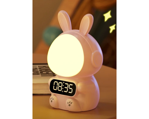Детские часы с будильником Кролик Rabbit clock with LIGHT PINK (60)