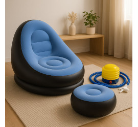 Надувной диван AIR SOFA + насос Голубой (10)