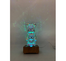 3D ночник Мишка Фейерверк стеклянный RGB  Bearbrick 8 цветов (20)
