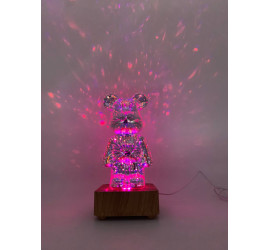 3D ночник Мишка Фейерверк стеклянный RGB  Bearbrick 8 цветов (20)