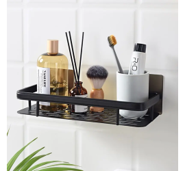 Металлическая полка для ванной самоклеящеюся Bathroom shelf до 10 кг BLACK (50)