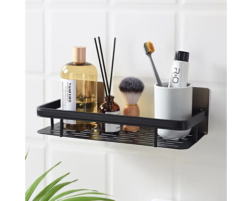 Металлическая полка для ванной самоклеящеюся Bathroom shelf до 10 кг BLACK (50)