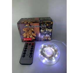 Гирлянда светодиодная нить роса 20 м LED с пультом БЕЛЫЙ (200) USB