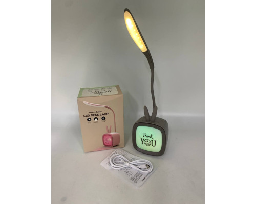 Аккумуляторная настольная лампа с RGB подсветкой СЕРАЯ (120)