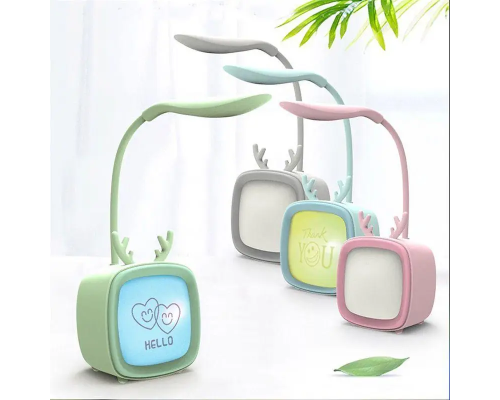 Аккумуляторная настольная лампа с RGB подсветкой СЕРАЯ (120)