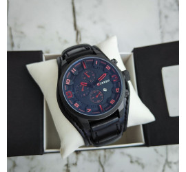Кварцевые спортивные мужские часы Curren 8225 Black/Red (1)