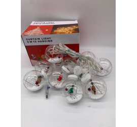 Гирлянда шары с дедом морозом LED USB ТЕПЛЫЙ (30)