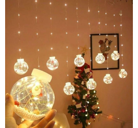 Гирлянда шары с дедом морозом LED USB ТЕПЛЫЙ (30)