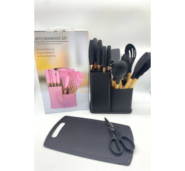 Силиконовый кухонный набор принадлежностей Kitchen stuff 19 предметов BLACK (12)