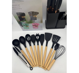 Силиконовый кухонный набор принадлежностей Kitchen stuff 19 предметов BLACK (12)