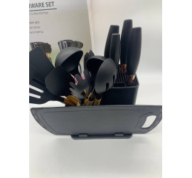 Силиконовый кухонный набор принадлежностей Kitchen stuff 19 предметов BLACK (12)