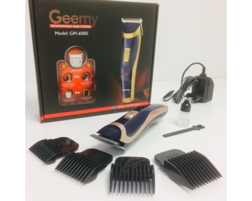 Машинка триммер Gemei GM-6005 на аккумуляторе для стрижки волос 4 насадки (40)