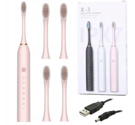 Электрическая зубная щетка X3 USB Sonic Toothbrush, 4 насадки, 6 режимов PINK (200)