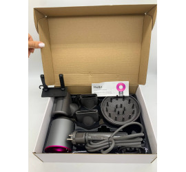 Фен стайлер для волос 5в1 Super hair dryer Fan с держателем на стену Розовый (20)