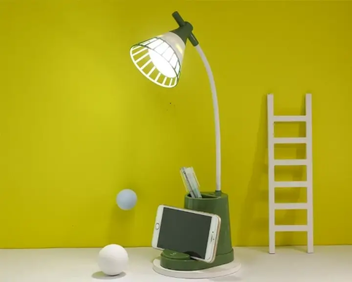 Настольная LED-лампа, Powebank 1200mAh, DESKTOP LAMP, с держателем телефона GREEN (60)